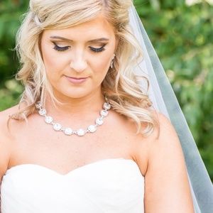 Crystal Bridal Necklace, cushion cut wedding